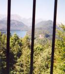A view from the castle window, with Hohenschwangau and the rest of the stunning scenery below